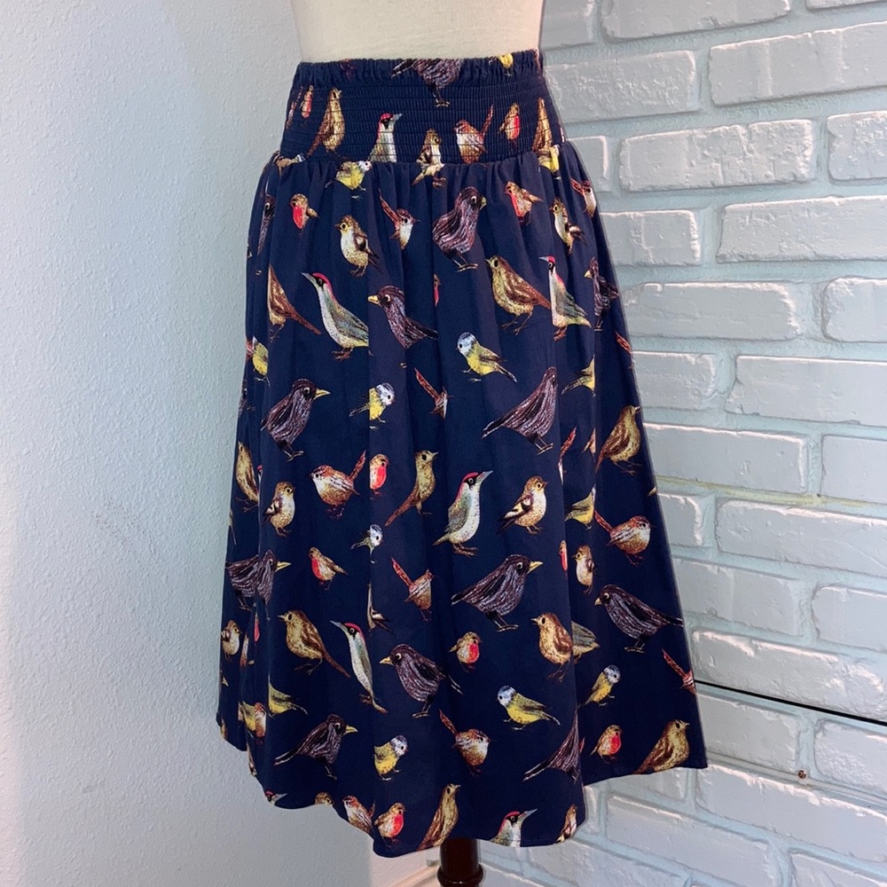Kate Kasin NWT Multi-Color Bird Midi Skirt